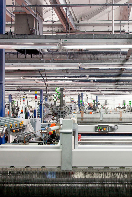 Detailed view of tightly twisted worsted yarn fibers