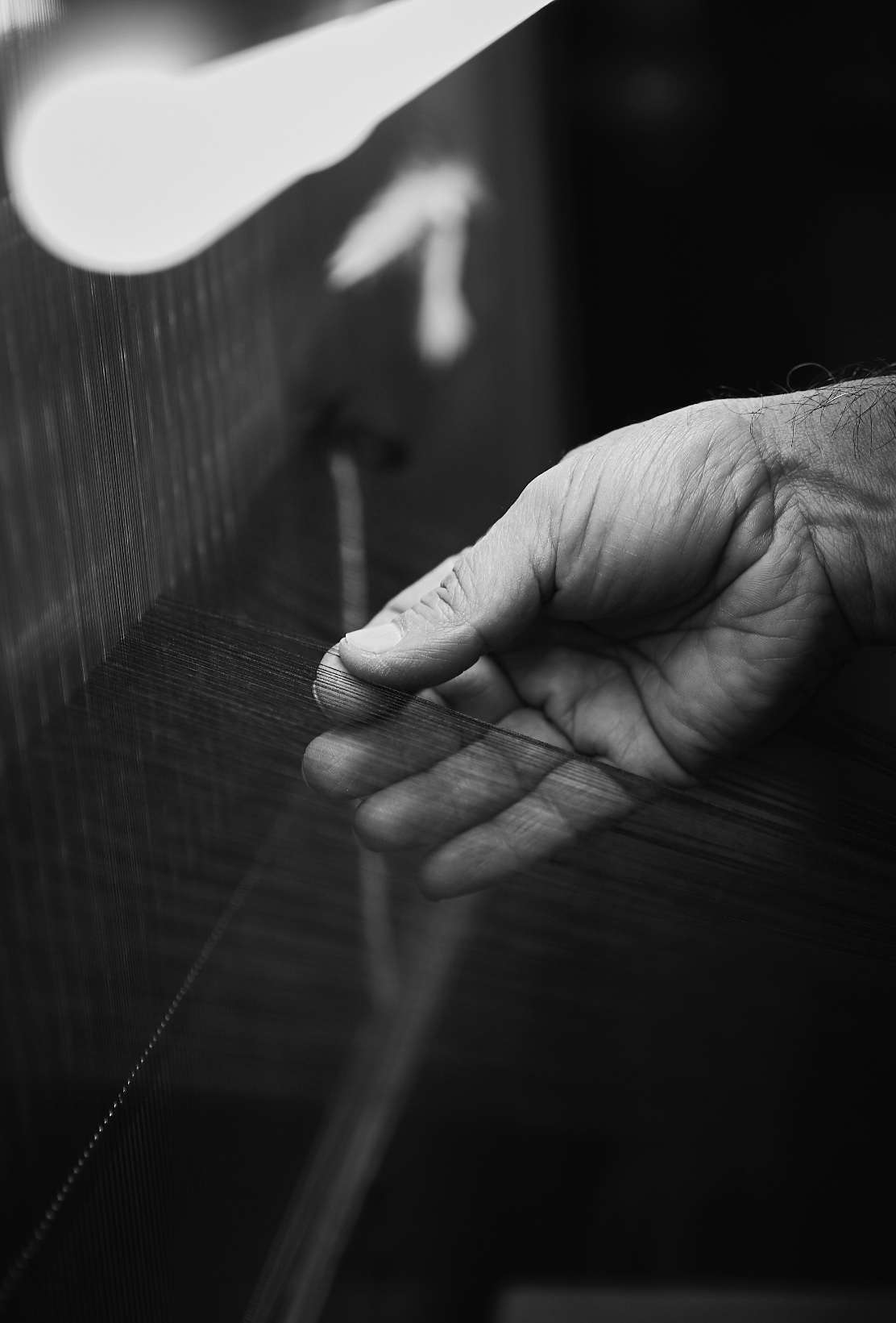 Yarn cones feeding into a high-speed warping setup